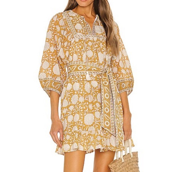 Cleobella Dresses & Skirts - CLEOBELLA MAGDALENA MINI DRESS YELLOW HONEY MIX PRINT FLORAL PEASANT BOHO MEDIUM